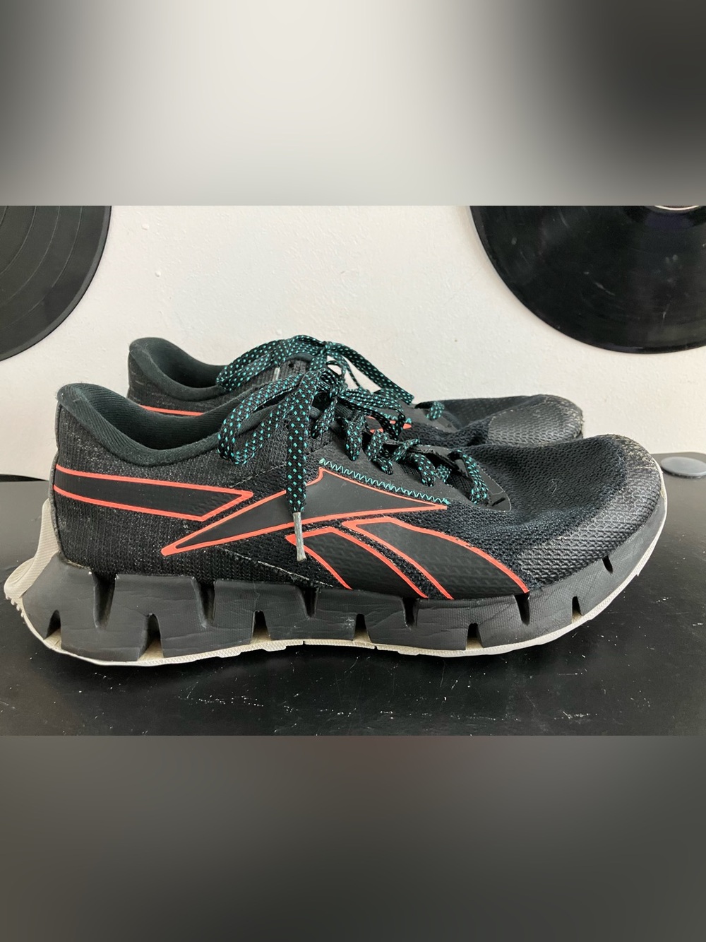 Reebok Black Athletic Shoes with Coral Accents